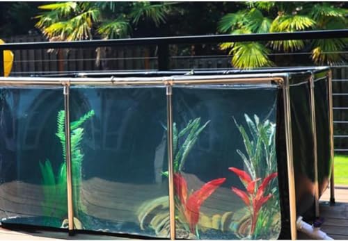 EdfYHSL Oberirdische Fischteiche Canvas-Aquarium mit Ständer for die Aquakultur, zusammenklappbares Canvas-Aquarium mit transparentem Sichtfenster Teichfolie(100x60x35cm)