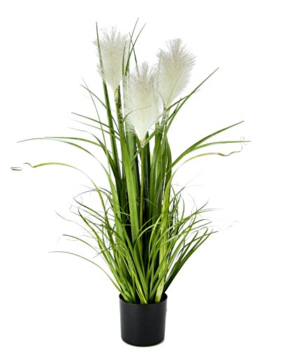 Künstliches Pampas Gras im Topf Feder Ufergras Seidenblume Grasbusch Dekogras Gras Gräser Kunstpflanze Pflanze Ziergras Dekopflanze Pampasgras Blume Kunstgras Grünpflanze Zimmerpflanze, 80cm