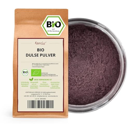 Kamelur Dulse Pulver Bio 100g - Palmaria Palmata - Lappentang - Rotalge - Dulsepulver ohne Zusätze -