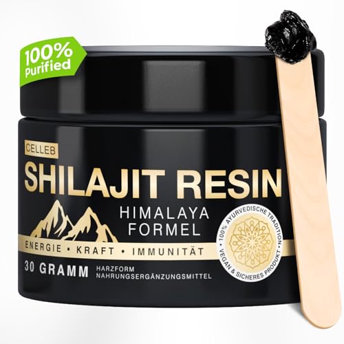 celleb Shilajit Resin, 30g Reines, Hochkonzentriertes Himalaya Shilajit - Natürliche Quelle von Fulvinsäure, Huminsäure und Spurenelementen, in Deutschland getestet