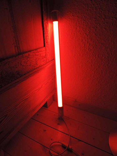 Lichtidee Led Leuchstab IP20 63cm rot 10Watt Party Deko Schaufenster farbig bunt mit weißem Kabel und Schalter