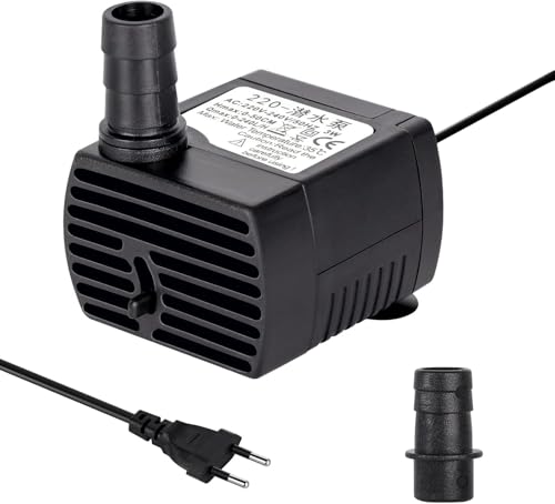 3W 240L/H Mini Wasserpumpe, Ultra Leise Mini Aquarium Pump, USB Wasserpumpe Tauchpumpe Klein mit 1,4 m Netzkabel für Gärten, Aquarium, Teich, Brunnen Haustierbrunnen (3W)