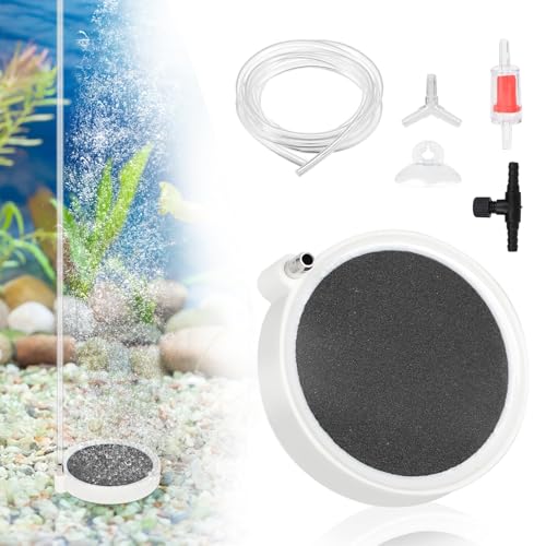 SWAWIS Sprudelstein für Aquarium Luftstein Aquarium Luftausströmer Sauerstoff Aquarium Sprudelstein mit Luftschlauch Aquarium Luftstein für gelösten Sauerstoff Super Tiny Bubbles (50mm, Schwarz)