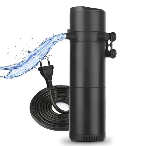 ITIY Aquarium Innenfilter für 50-200L Aquarien, Einstellbarer 12W 800L/H Aquariumfilter mit doppeltem Wasserauslass & Belüftung