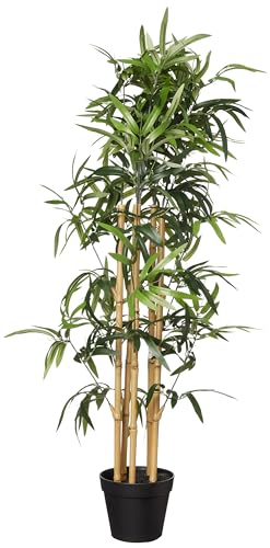 Amazon Basics künstliche Bambus pflanze mit Kunststoff-Blumentopf, 100 cm, Grün