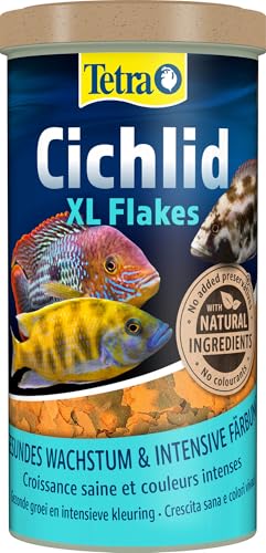 Tetra Cichlid XL Flakes - Fischfutter in Form großer Flocken für größere Cichliden und andere große Zierfische, 1 L Dose