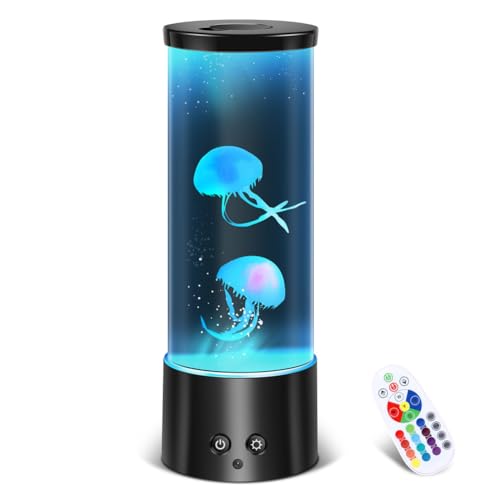 SZMDLX Quallen Lampe Jellyfish Lamp, Dimmbar LED Lampe Aquarium LED Tank Mood Lampe Farbwechselndes Nachtlicht Desktop Runde Stimmungslampe Dekoration für Kinder Erwachsene mit Upgrade-Fernbedienung