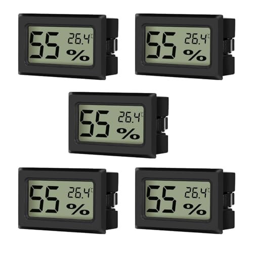 EEEKit 5Pack Mini Hygrometer Thermometer, LCD Digital Temperaturmesser Feuchtigkeitsmesser für Büro Gewächshaus, Schwarz