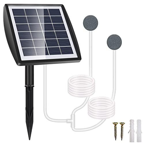 GuKKK Solar Sauerstoffpumpe, 2W Solar Teichbelüfter mit 2200mAh Akku, Solar Luftpumpe Aquarium Oxygenator, Oxygenator Aquarium Luftpumpe Angelbelüfter mit Rohr Luftblasensteinen, für Gartenteiche