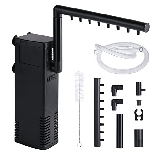 flintronic Aquarium Filter, 8W Aquarium Pumpe, Einstellbarer Aquarium Innenfilter Sauerstoffpumpe mit Kleine Bürste, Durchfluss Aquarienfilter mit 600L/H Wasserpumpe für 80L Aquarium Wasserfilter