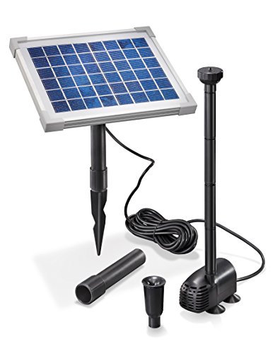 esotec Solar Teichpumpe Springbrunnen-Pumpe WATERSPLASH 5/470 | Komplett-SET Solarbrunnen für draussen Solarmodul 5W | für Gartenteich Wasserpiel | Direktbetrieb 0,9m 470l/h IP68 101012