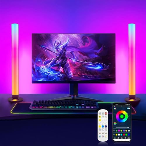 Smart LED Lightbar 2er Set, RGB Lampe TV Hintergrundbeleuchtung mit Multi-Modi und Dimmbare, Gaming LED Beleuchtung Sync mit Musik, APP und Fernbedienung für Gaming, Filme, PC, TV, Raumdekoration