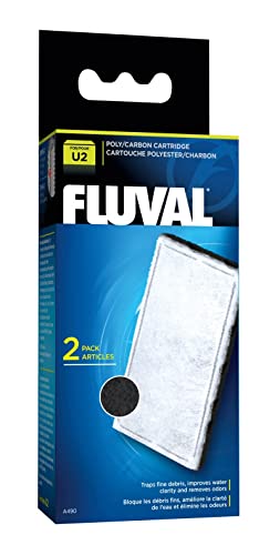 Fluval A490 Polyester-Aktivkohle Filtereinsatz, Polyester für feine Schmutzpartikel, Aktivkohle für schädliche Flüssigkeiten/Verfärbungen/Gerüche, für den Fluval Innenfilter U2, 2er Pack