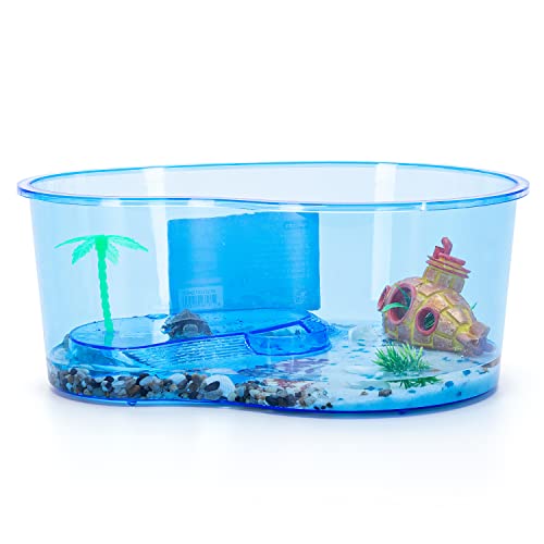 Nobleza - Schildkröten-Aquarium mit Palme, Kunststoff-Terrarium, L32.5*W23.5*H13CM