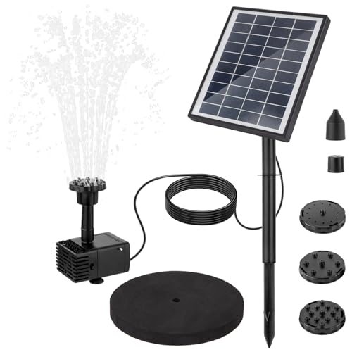 LESOLEIL Solar Teichpumpe 5,5W, Solar Springbrunnen mit Akku, Solar Panel, 6 Fontänenstile, Solar Wasserpumpe Solarbrunnen Schwimmender Fontäne Pumpe fürAußen Teich, Garten, Vogelbad