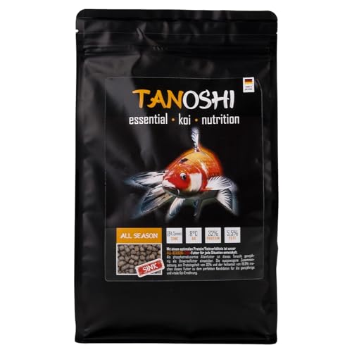 Tanoshi Koifutter - All Season Sink 1,2 kg 4,5 mm | sinkendes Winterfutter für Herbst, Frühjahr und Winter | Koifutter für ausgewogene Koi-Ernährung