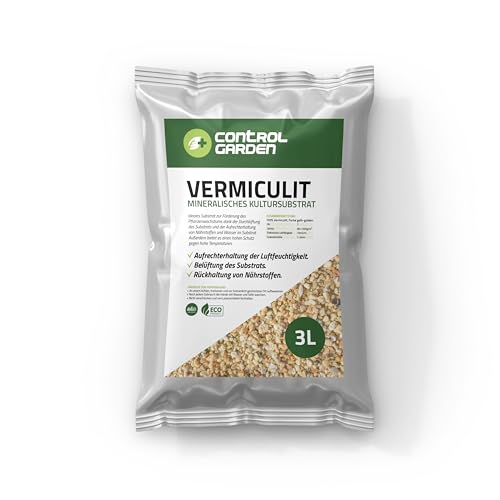 CONTROL GARDEN Vermiculit 3L | Erde für Innen- und Außenpflanzen | Natürliches Substrat für Samen