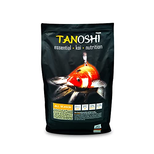 Tanoshi Koifutter - All Season 5 kg 6mm | Schwimmendes ganzjahres Allein-Koifutter für ausgewogene Koi-Ernährung mit Lachsöl…