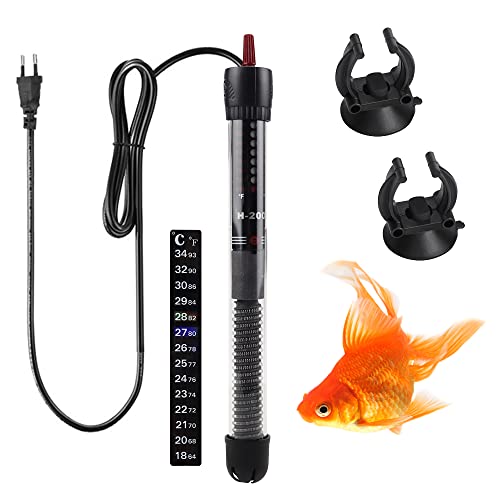 ZJRung Aquarium Heizung 120L 100W Einstellbarer Thermostat Aquarium Heizstab Aquarienheizer mit Temperaturanzeige und 2 Saugnapf für Fischtanks und Aquarium (20-34°C/EU-Stecker)