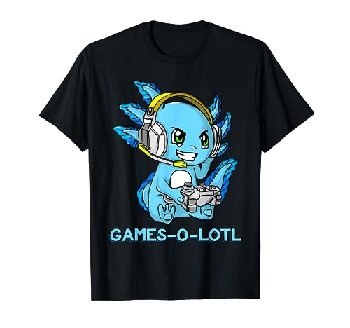 Gamesolotl Axolotl als Gamer mit Headset süßes Anime Kawaii T-Shirt