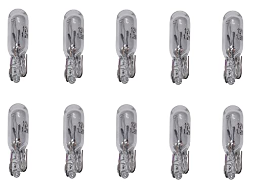 Provance Glassockellampe 10er Set 1,2 Watt 12 V T5 Sockel W2X4,6D Beleuchtung Autolampen Tacho Kfz Armatur klare Ausleuchtung Fahrzeug Leuchte Tachometer