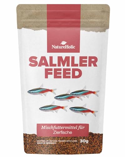 NatureHolic SalmlerFeed | hochwertiges Hauptfutter für Salmler & Zierfische | Stärkung der Abwehrkräfte & der Farbintensität | Ideal für Salmler und Co. | 30 g