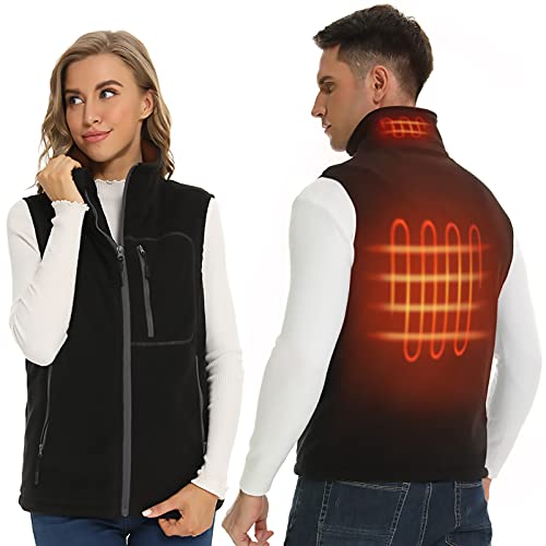 Dernolsea Beheizte Weste Herren Damen, Unisex Elektrische Beheizte Weste Körperwärmer USB Beheizte Fleece Weste (Powerbank Nicht Enthalten), Schwarz , M