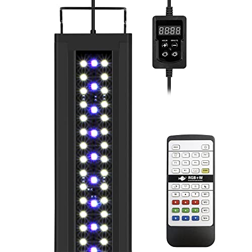 NICREW RGB+W Aquarium LED Beleuchtung, Anpassbare 24/7 Modus Aquarium Lampe mit Timer, für Pflanzenwuchs und Süßwasser-Aquarien, Mehrere Wettermodus