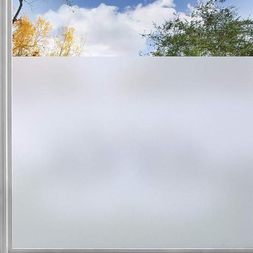 Sichtschutz-Fensterfolie für Glasfenster 50 x 1000 cm, blickdicht, Anti-Lichtblockierend, Milchfolie, statische Haftung, ideal für alle glatten Glasoberflächen, Weiß Milchglasfolie