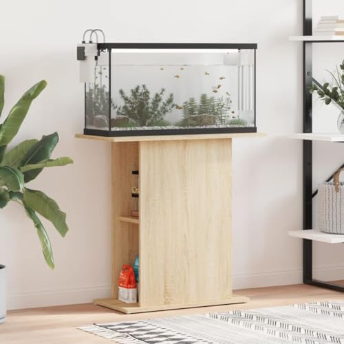 Homgoday Aquariumständer Aquarium Unterschrank Aquarium Tisch mit Stabiler Oberplatte, Aquariumschrank mit viel Stauraum, für Sicheren Stand Sonoma-Eiche 75x36x72,5 cm Holzwerkstoff