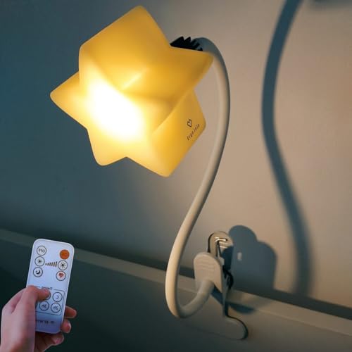 Ergojojo LED Clip On Star Light, a Unique Baby lamp - Ideal Breastfeeding Night Light for Next to me Crib, Bedside Lamps, Bedroom Accessories, Reading Light & Desk lamp