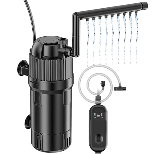 Forever Speed 5-in-1 Aquarium Innenfilter mit UVC Klärer 3 Watt, Aquarium Filter Pumpe inkl Einstellbarer Durchfluss 400L/h für 40-120L Aquarien