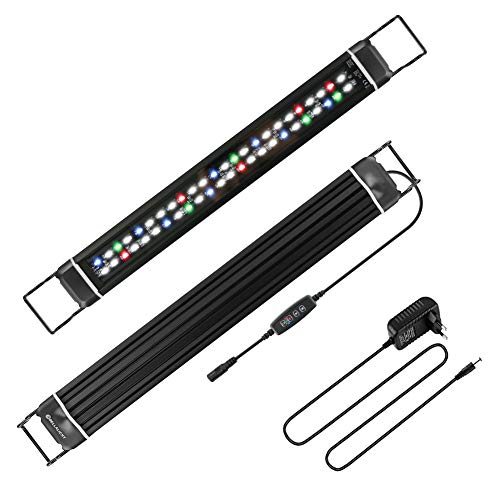 BELLALICHT LED Timer Aquarium Beleuchtung, Aquarien Lampe [Vollspektrum Rot Grün Blau Weiß Licht] mit Timer Dimmer, 10 Helligkeitsstufen Dimmbar IP66 Wasserdicht für Fisch Tank Pflanze