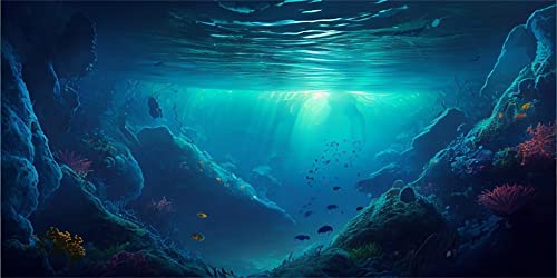 MIRRORANG 180x61cm Tropische Fische Tank Poster Hintergrund Flussbett & See Wasserpflanze Unterwasser Aquarium Hintergrund