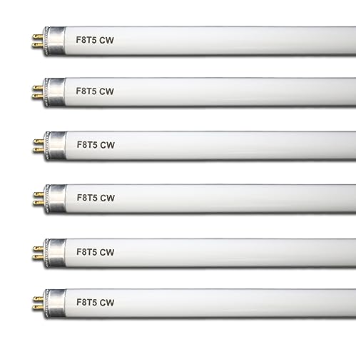 JUSTSWAG Accway (6 Pack) F8T5/CW 4100K 12’’ Linear Fluorescent Light Bulb, 8W Cool White T5 Tube, G5 Mini Bi Pins Base Replacement for Under Cabinet Light, RV, Closet