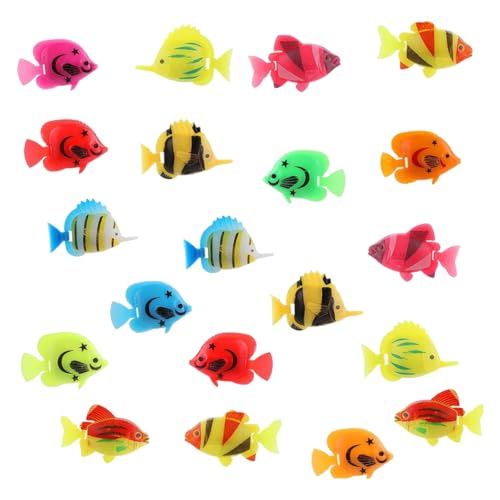 Werownsgso 20 Stück Künstliche Fische für Aquarien，Realistische Sich Plastikfische Fische Ornament，Tropische Fisch Dekorationen für Landschafts-Ornamente，Ozean Thema Party