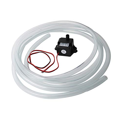 Mini Waßerpumpe, CESFONJER Aquariumpumpe, Brushless DC Wasserpumpe 240L/H 3.6W H-Max mit 46cm Kabel für Teiche, Aquarium, Garten, Brunnen. (Mit 8 mm Durchmesser, 3 m langem PVC-Weichwasserrohr)