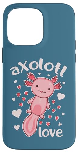 Hülle für iPhone 14 Pro Max Nette Baby Axolotl Love Hearts Axolotl Lover Valentine Blau