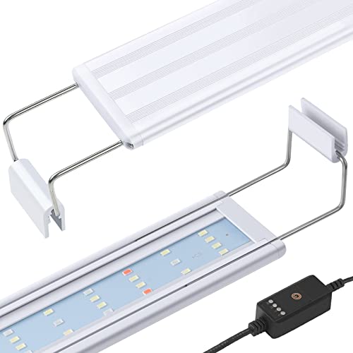 FEDOUR Full Spectrum LED Aquarium Licht: 40-60cm Klassische Aquariumleuchte mit Timer, Aquarium Pflanze Licht mit Stabilen Ausziehbaren Halterungen