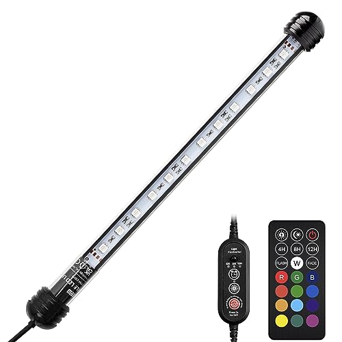 NICREW Aquarium LED Beleuchtung, IP 68 Wasserdicht Aquarium Lampe mit Timer, 5 Helligkeitsstufen Dimmbar Unterwasserbeleuchtung für Fisch Tank Pflanze