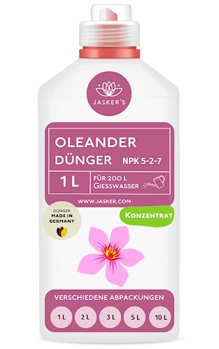 Oleander Dünger flüssig 1 Liter - Konzentrat Dünger Oleander - Mediterraner Pflanzendünger für 200 Liter Gießwasser - 100% Schnelldünger - Dünger für Oleander - Oleanderdünger