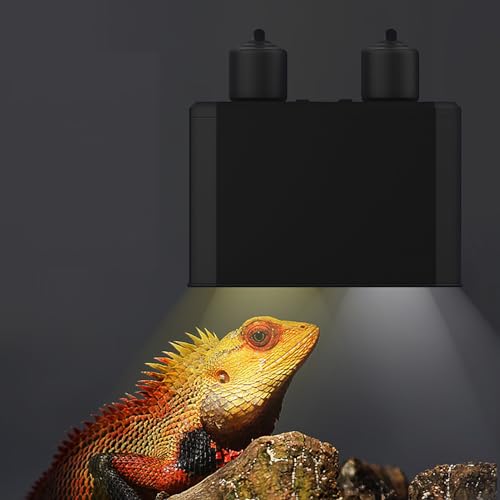 TEMU-SC Doppeltes Lampenschirmdesign, Reptilien-Lampenhalter, Aluminium Reflektorlampe, hitzebeständige Porzellanfassung, Reptile Wärmelampe Leuchte, 150W(EU plug)