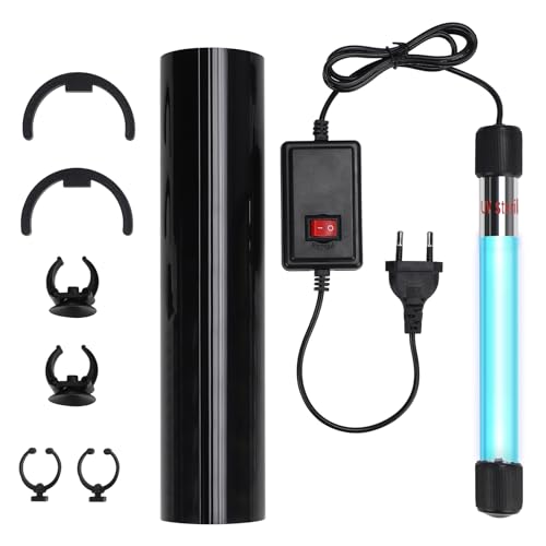 SWAWIS 13W UV Klärer Aquarium, 220V UV Licht Sterilisator für Aquarium mit Saugnapf und Abdeckkappe, Zuhause UV Sterilisator Lampe für Unterwasser-Sterilisation Algenentfernung Desodorierung