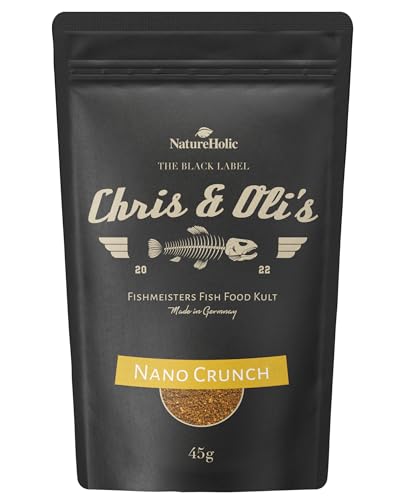 Chris und Olis - Nano Crunch - Hauptfutter für Nanofische - für heranwachsende größere Fische Aufzuchtfutter - kein Fischmehl - hochwertige Zutate - 45g