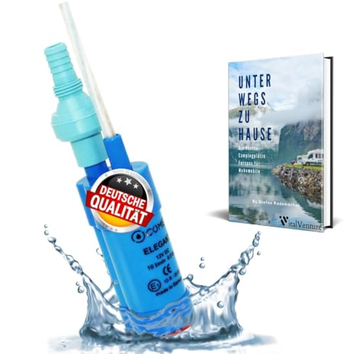 Comet Elegant wasserpumpe 12v - mit Rückschlagventil (fest) + Filter mit Set Camping Ebook - 12v wasserpumpe für Wohnmobil, Wohnwagen- tauchpumpe 12v - wasserpumpe wohnmobil