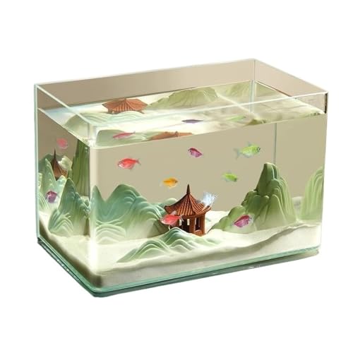 Cenz-888 Aquarium Glasaquarium mit gebogener Kante, Wohnzimmer, kleines Aquarium, Desktop, transparentes Glas, Fischtank, Schildkröten-Zuchtbox Fischglas(50x26x30cm)