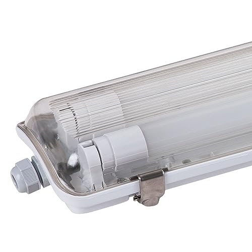 HOFTRONIC - LED Feuchtraumleuchte 120 cm T8 G13-36W 3600 Lumen - Ersetzt 100W - 4000K Neutralweiß - IP65 Wasserdicht - Flimmerfrei - Inkl. 2x LED Röhre - Leuchtstofflampe - Röhrenleuchte