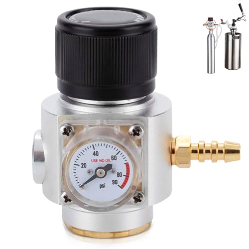 CO2-Regler, 2 in 1 Mini-CO2-Gasregler TR21.4 Soda-Manometer 0-90 PSI, Edelstahl Mini Gasregler,CO2 Keg Charger,Soda Manometer