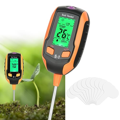 Feuchtigkeitsmessgerät Pflanzen, 4 in 1 Boden PH Wert Messgerät Wasserstandsanzeiger Pflanzen Boden Moisture Meter mit Zimmerpflanzen Gießanzeiger für Topfpflanzen, Blume, Gartenarbeit,Landwirtschaft