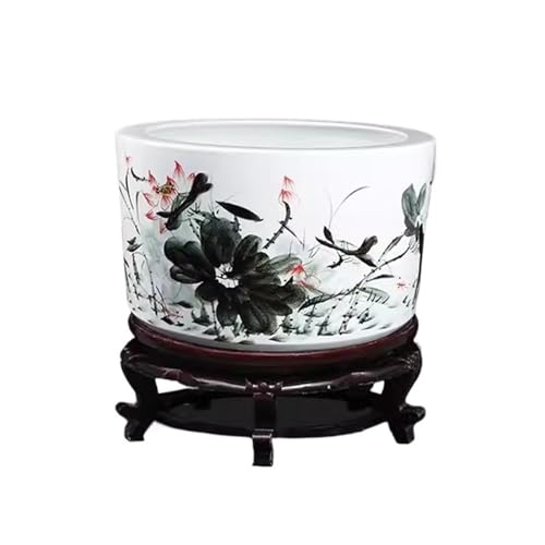 Lizhuzhuzs28 Aquarium Jingdezhen Keramik Aquarium Schildkröte Becken Hause Wohnzimmer Dekorative Desktop Dekoration Outdoor Garten Terrasse Dekorative Aquarium Fischtank(35x22cm)